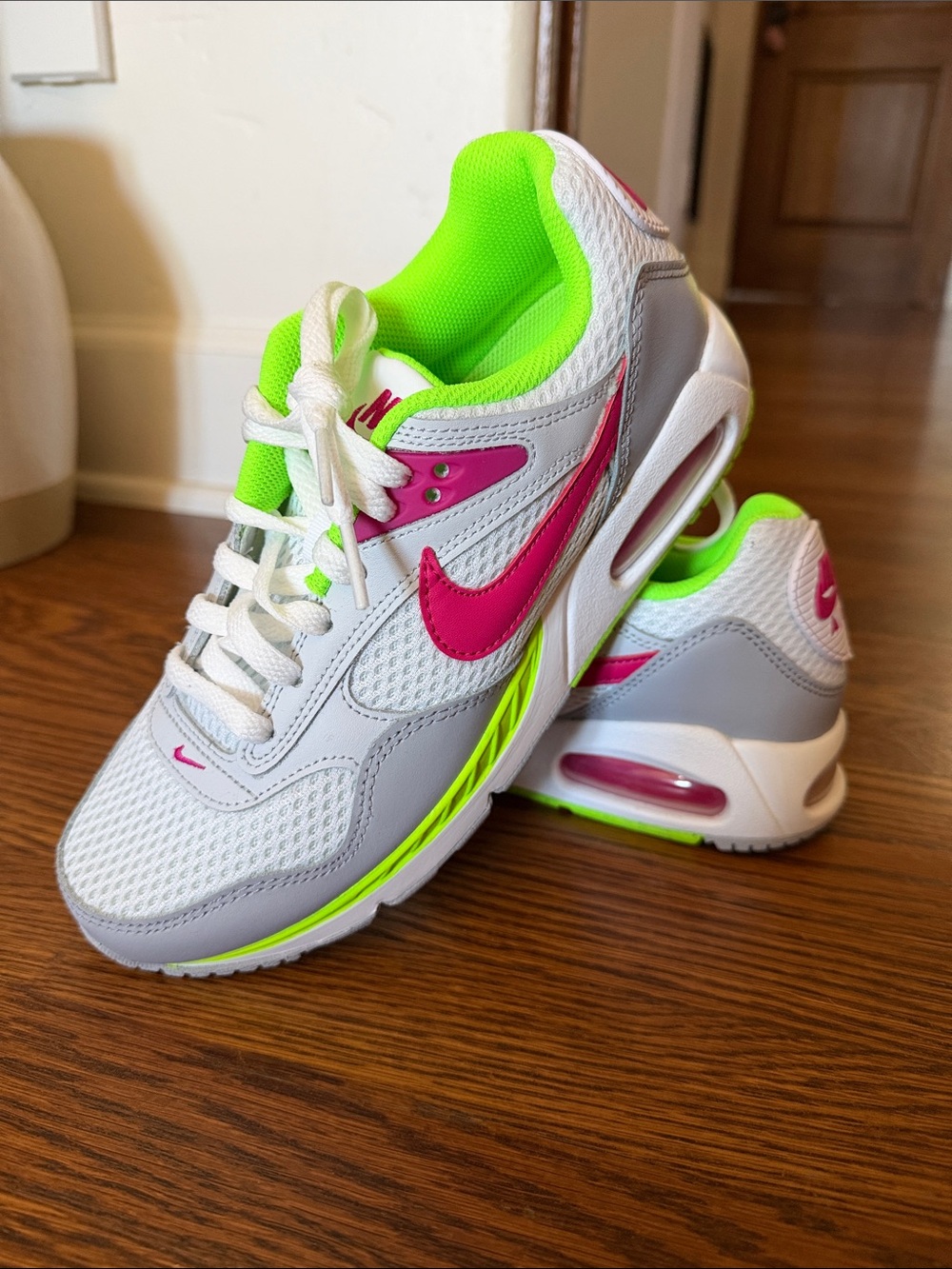 Nike Air Max Sneakers in White, Hot Pink & Neon Green (New)